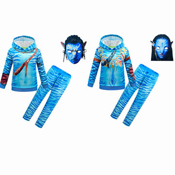 Déguisement Enfant Avatar Jake Sully Neytiri Ensemble de Sweat-shirt+Masque Costume